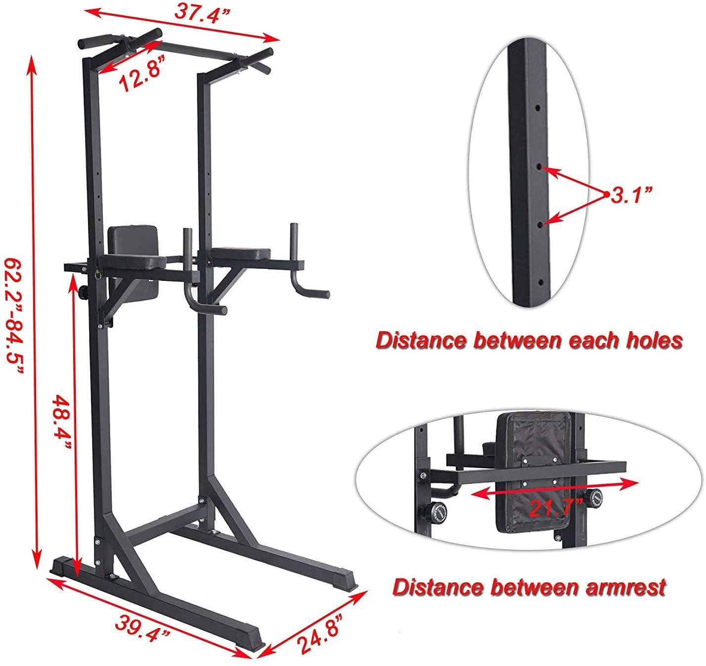 Power Tower Pull Up Strength Training Dip Stand Workout Station